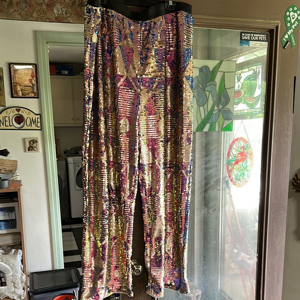 tfnc Multicolor Sequin Pants NWT